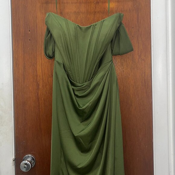 Olive Green size 6 Satin Dress - Picture 1 of 6